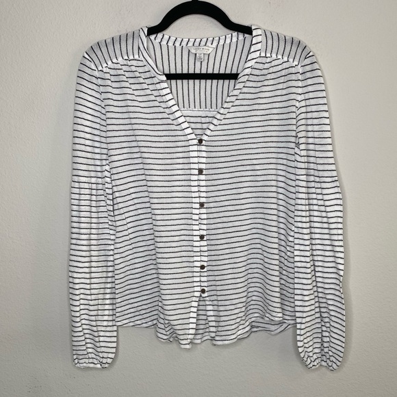 Lucky Brand Comfy White Striped Button Down - Picture 3 of 6